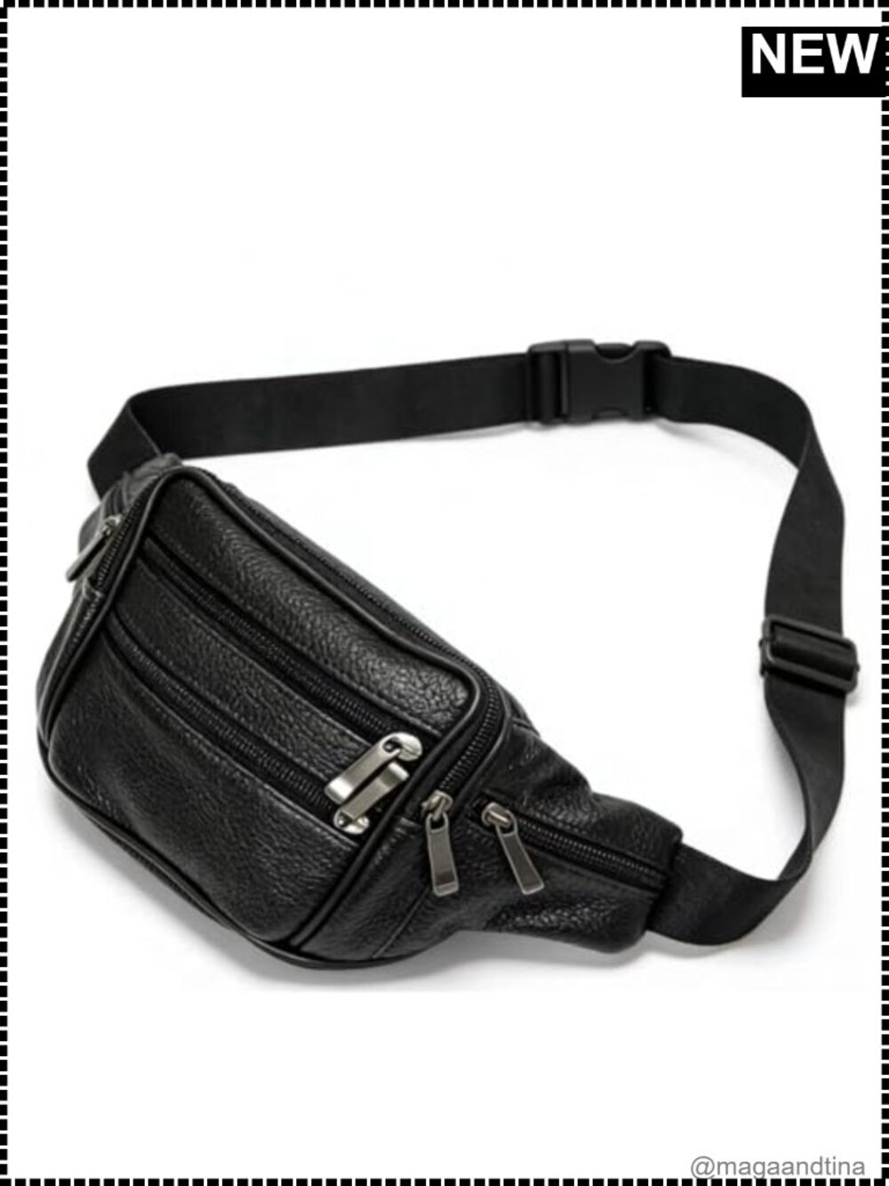 Genuine Leather Travel Waist Pack 7 Pockets
